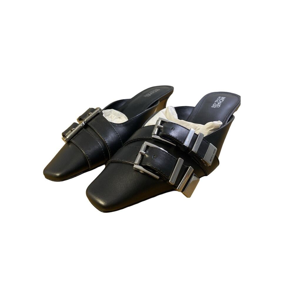 Michael Kors Darrington Black Leather Kitten Heel Mules Women’s 6 New